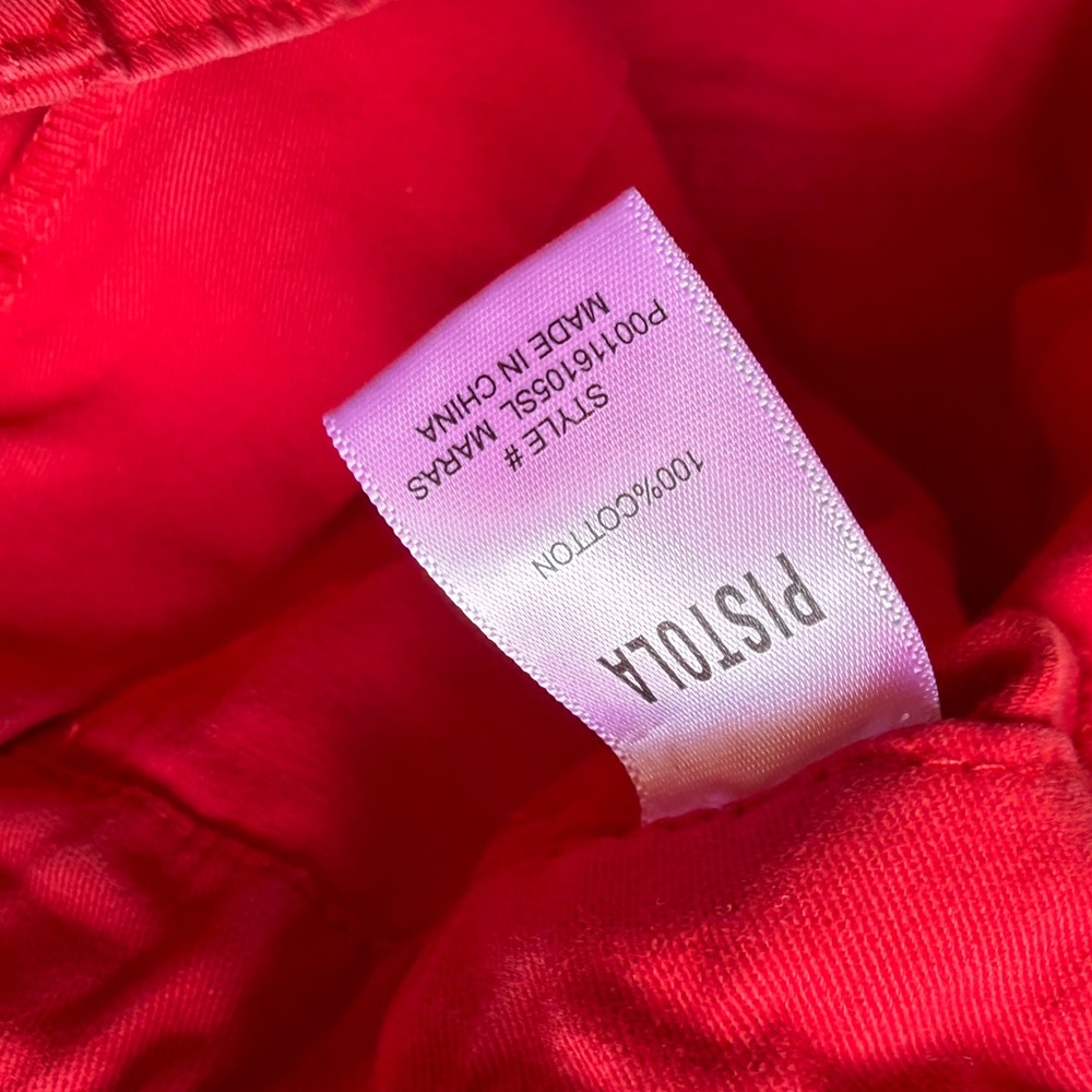 Pistola Sabrina Utility Pants Drawstring High Rise Red Cotton Twill Size 26 EUC - Picture 7 of 9